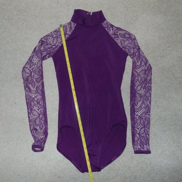 Balera Maroon Lace Long Sleeve Leotard SA - Picture 6 of 7